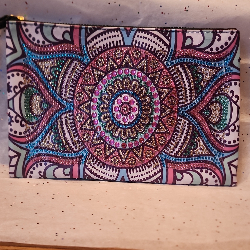 Diamond Painted Mandala Clutch with Intricate Design